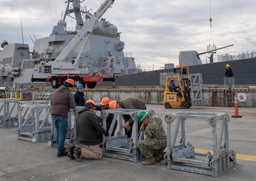 USS Momsen (DDG 92) stops at Naval Magazine Indian Island for an Ammunition Offload