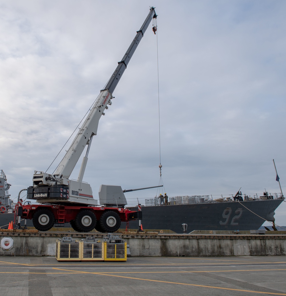 USS Momsen (DDG 92) stops at Naval Magazine Indian Island for an Ammunition Offload