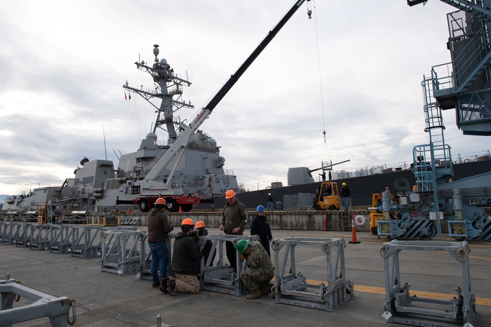 USS Momsen (DDG 92) stops at Naval Magazine Indian Island for an Ammunition Offload