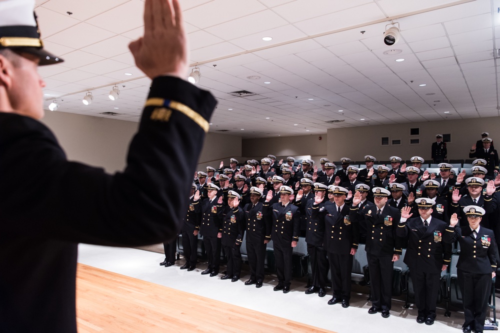 191206-N-TE695-0002 NEWPORT, R.I. (Dec. 6, 2019) -- Limited Duty Officer/Chief Warrant Officer Academy (LDO/CWO) class 20020 graduates