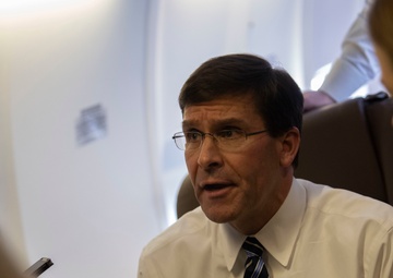 Esper Speaks to Reporters En Route to California