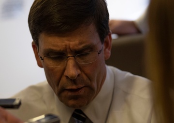 Esper Speaks to Reporters En Route to California