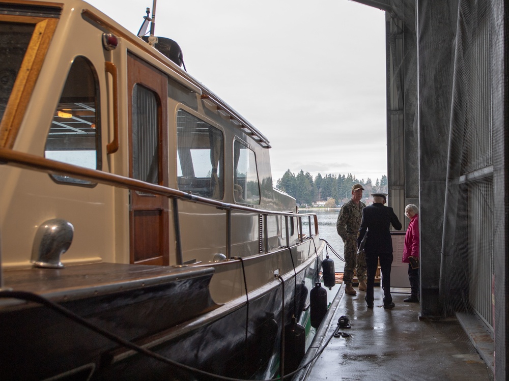 Retired U.S. Navy BMC Visits Old Man IV Admirial’s Barge