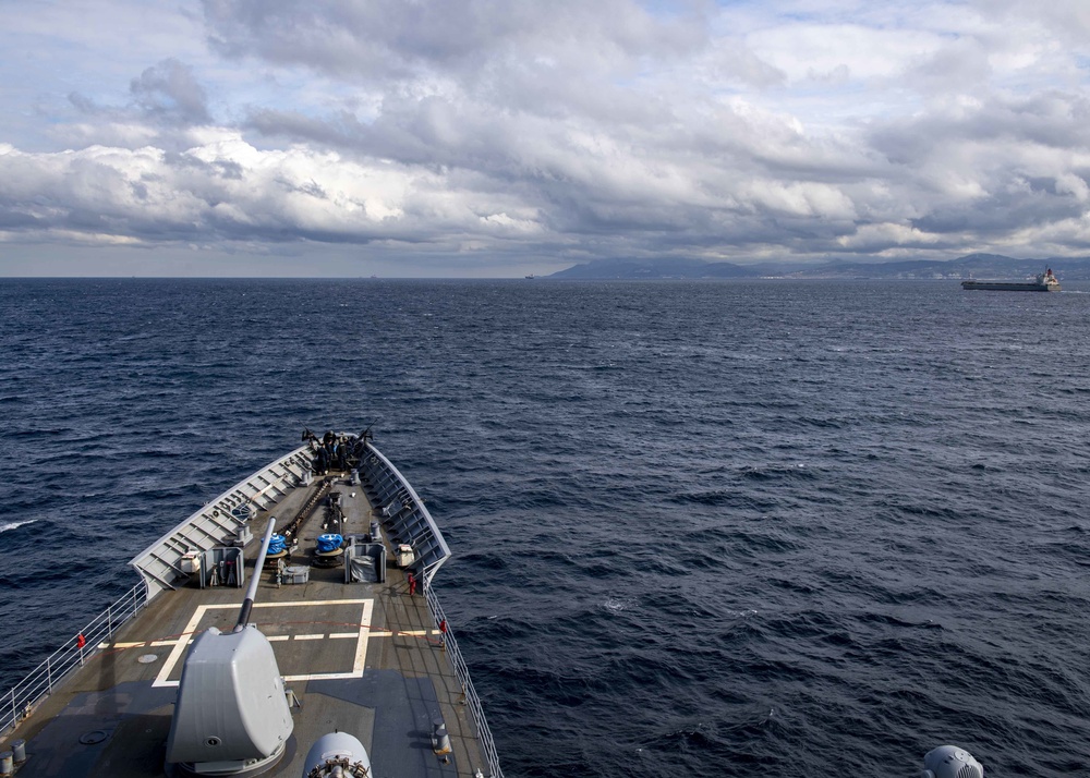 USS Normandy Transits Strait Of Gibraltar