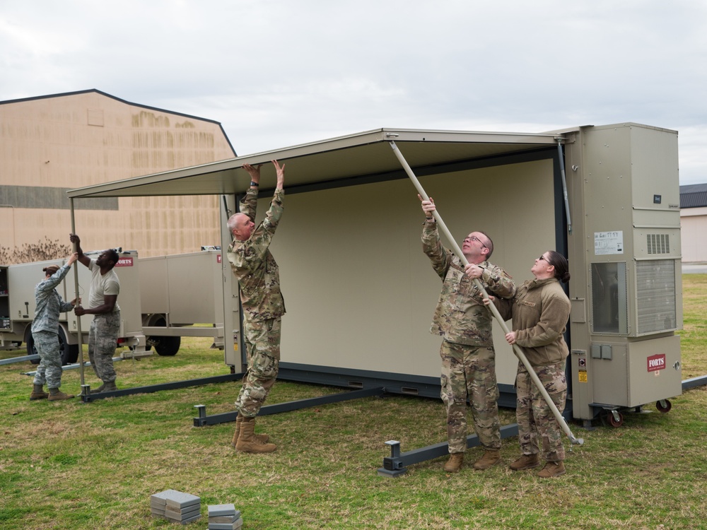 116th Air Control Wing Religious Affairs Team trains on setting up a Tactical Field Religious Support Kit