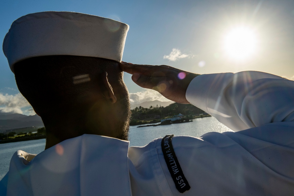 USS William P. Lawrence Conducts Pass-in-Review during the 78th Anniversary Pearl Harbor Remembrance Commemoration