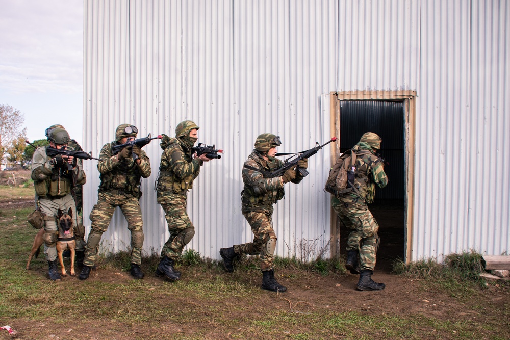 Entering a building