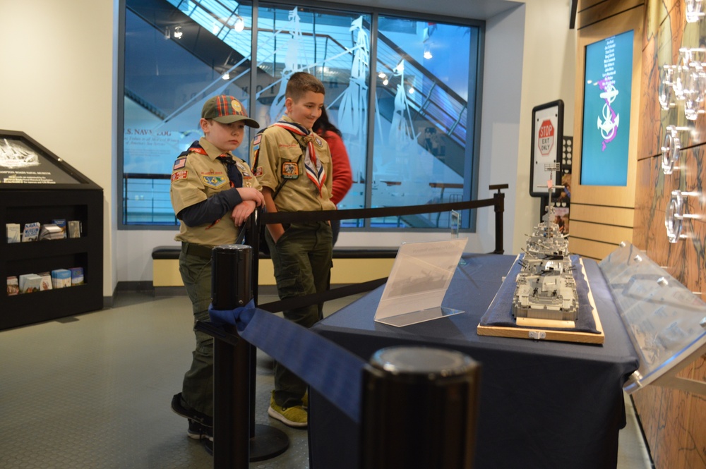 LEGO Fletcher-Class Destroyer model on display at Naval Museum