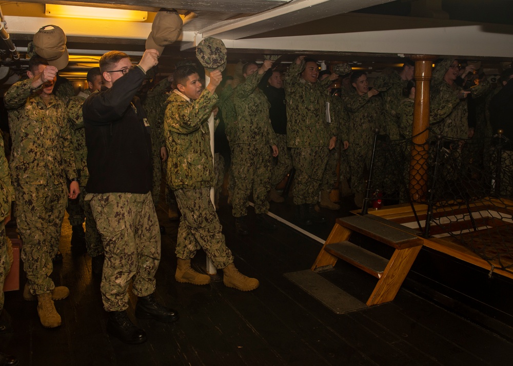 Harvard Kent Student Sing to USS Constitution Sailors