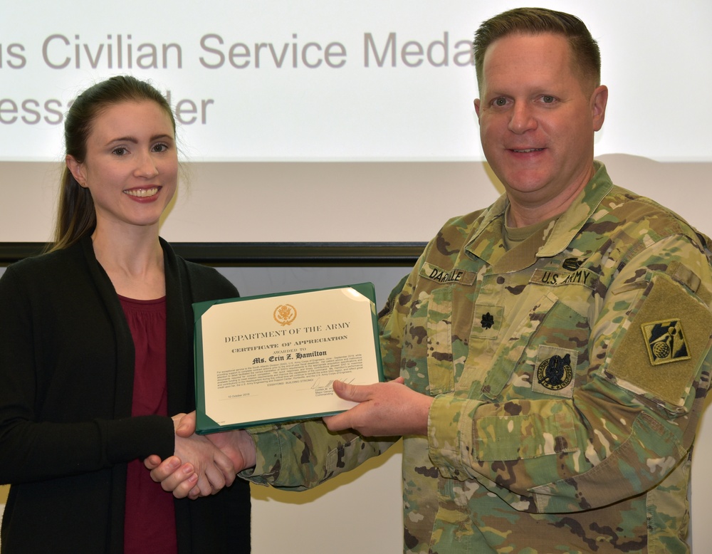 Hamilton receives certificate of appreciation