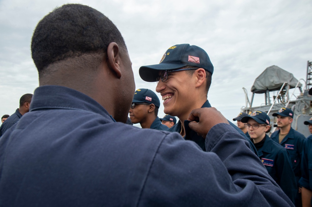 Barry Holds Frocking Ceremony for Fall 2019 Advanced Sailors