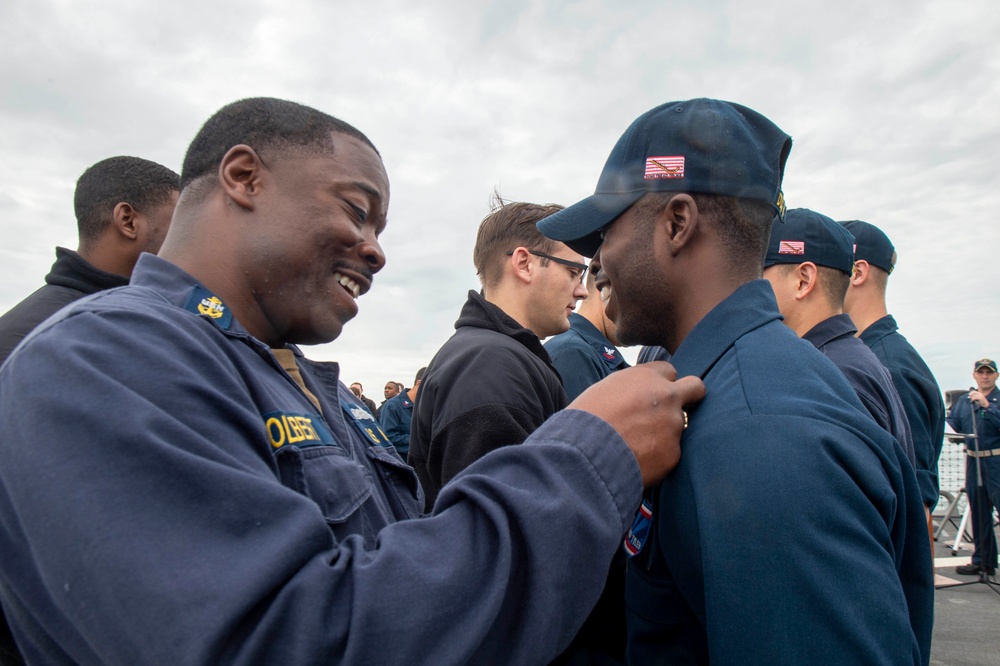 Barry Holds Frocking Ceremony for Fall 2019 Advanced Sailors