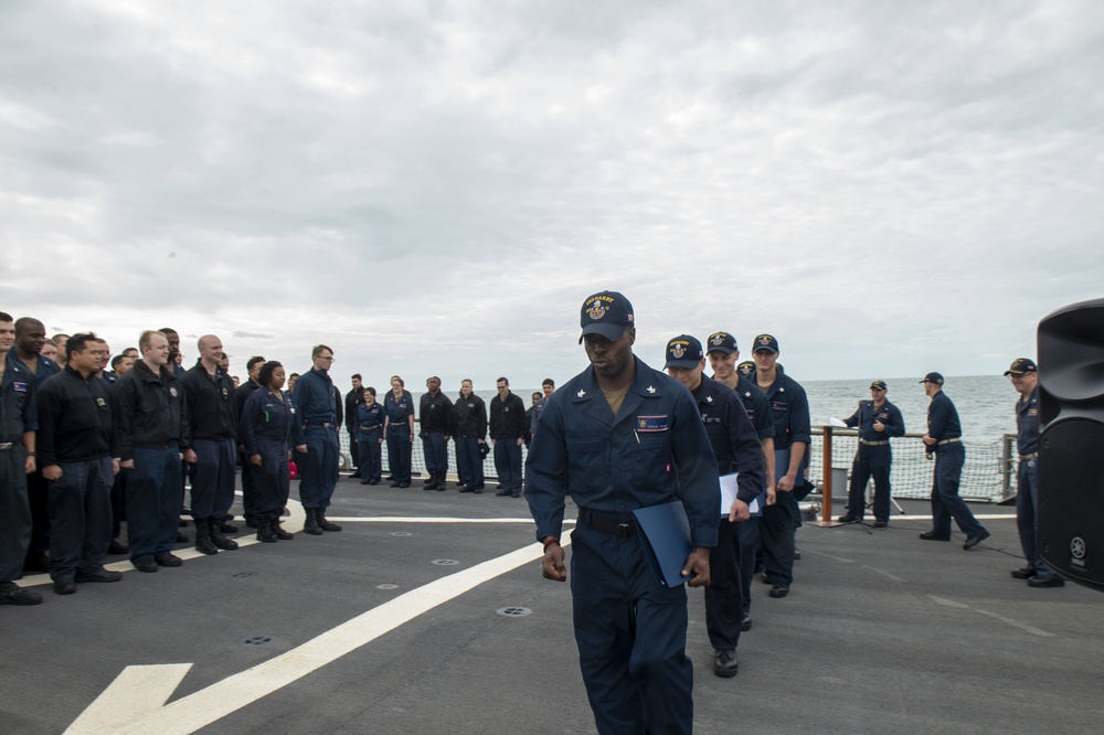 Barry Holds Frocking Ceremony for Fall 2019 Advanced Sailors