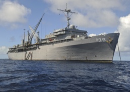 USS Emory S. Land Anchored at Ulithi Atoll
