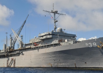 USS Emory S. Land Anchored at Ulithi Atoll