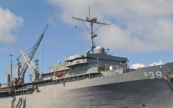 USS Emory S. Land Anchored at Ulithi Atoll
