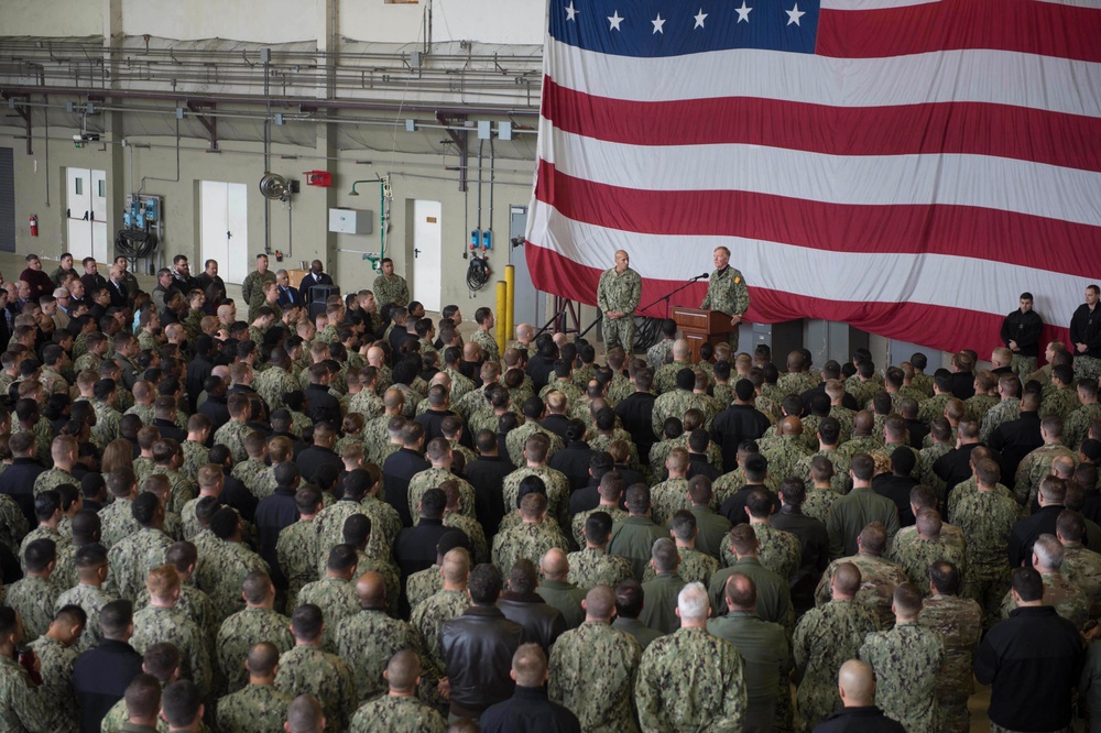 Adm. James G. Foggo III, commander, U.S. Naval Forces Europe-Africa visits Naval Air Station Sigonella