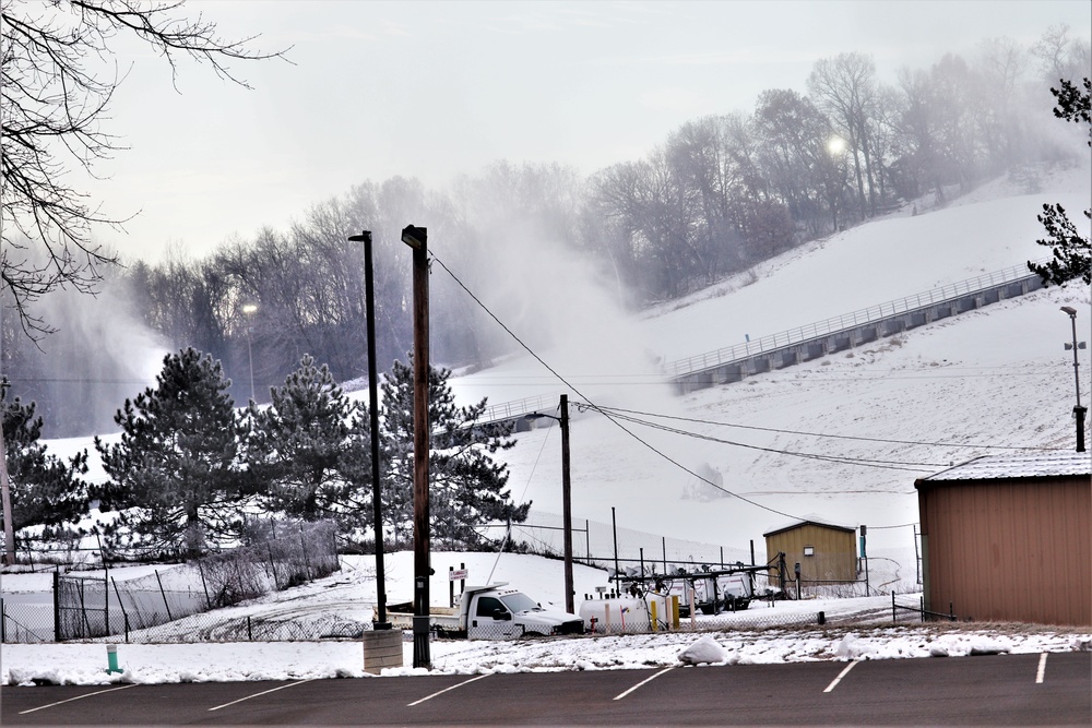 Ski area staff conducts snow-making operations at Fort McCoy