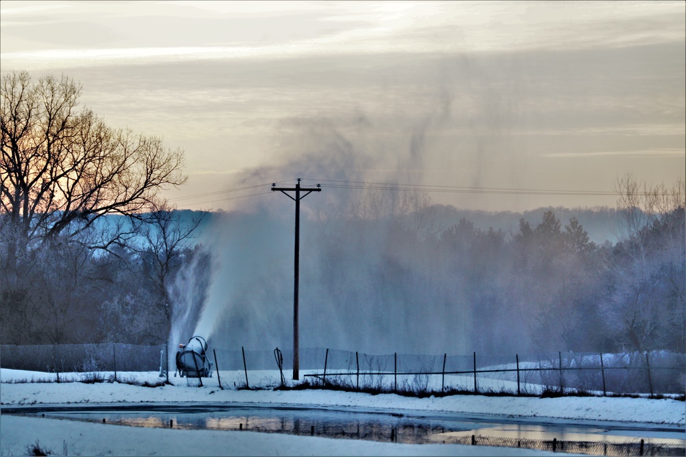 Ski area staff conducts snow-making operations at Fort McCoy