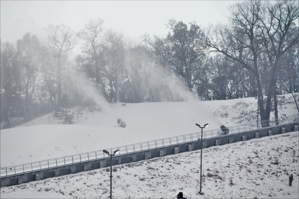 Ski area staff conducts snow-making operations at Fort McCoy