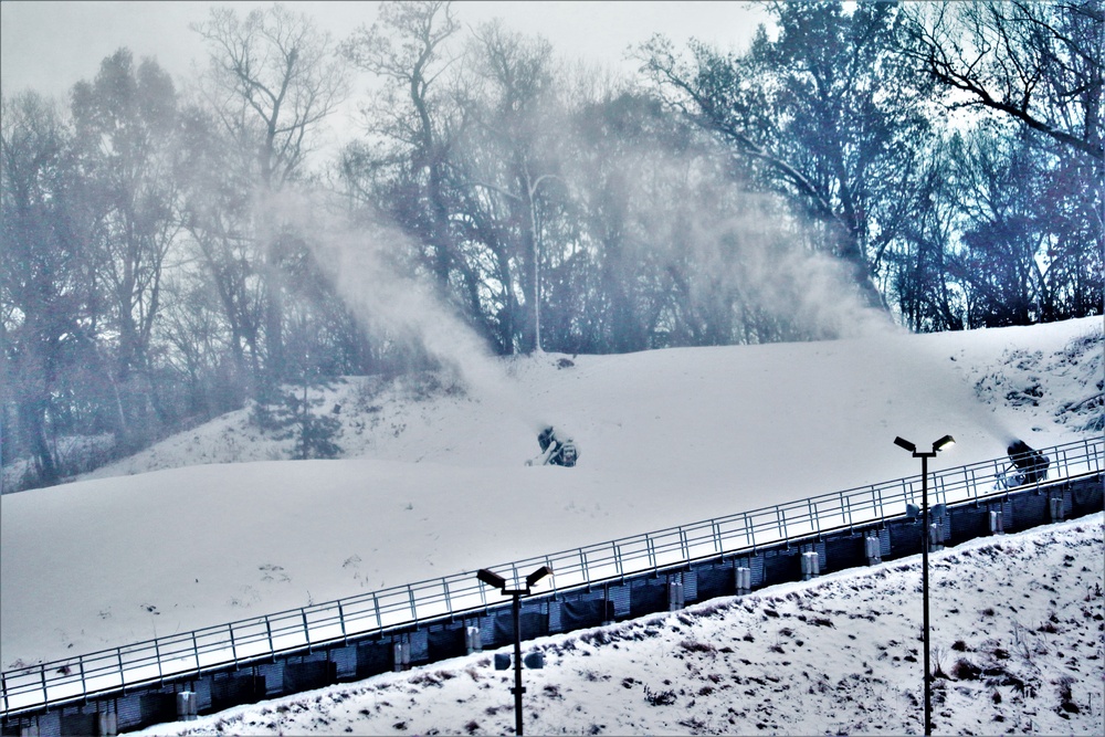 Ski area staff conducts snow-making operations at Fort McCoy