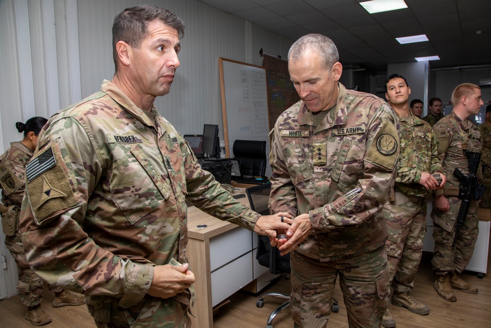 Lt. Gen. White Visits Service Members and Awards Coins