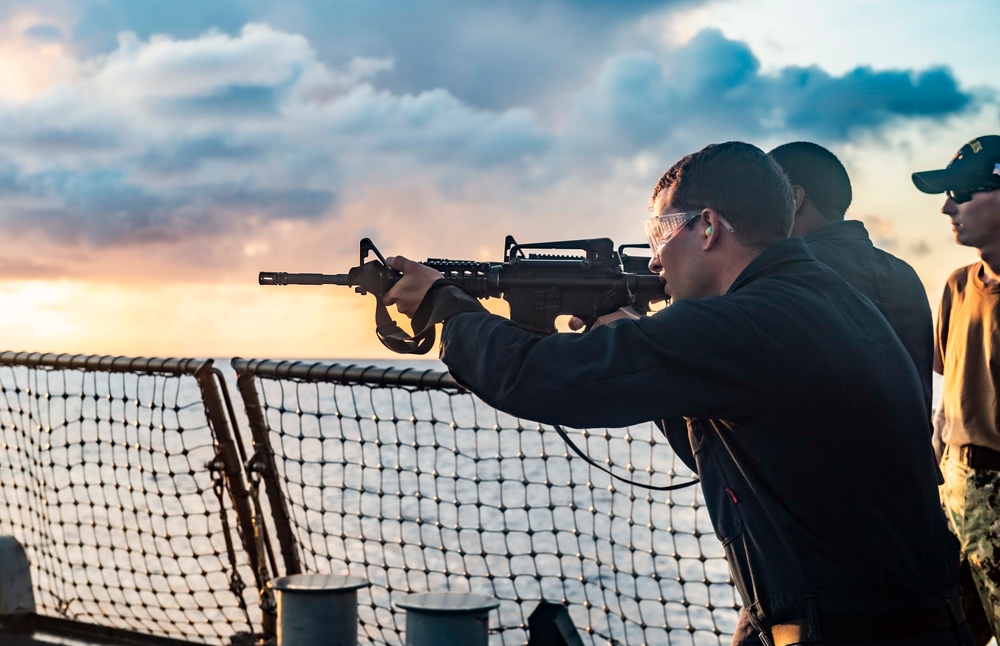 Sailors Assigned to USS Milius (DDG 69) Conduct a Live-Fire Gunnery Exercise