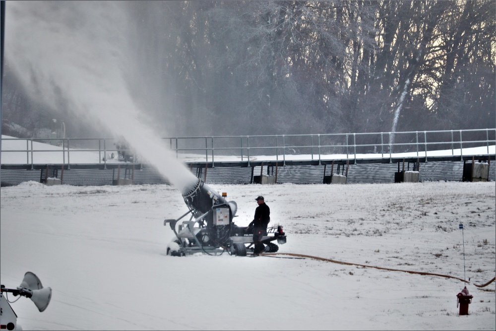 Whitetail Ridge Ski Area Ski staff conducts snow-making operations at Fort McCoy