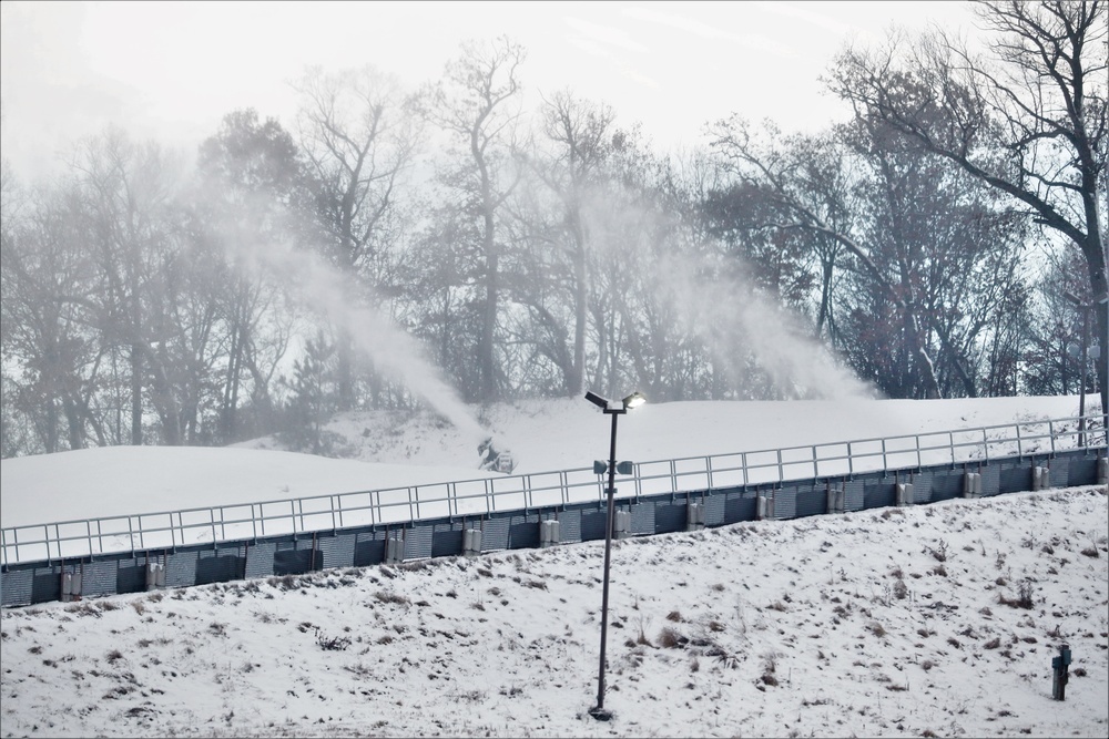 Whitetail Ridge Ski Area Ski staff conducts snow-making operations at Fort McCoy