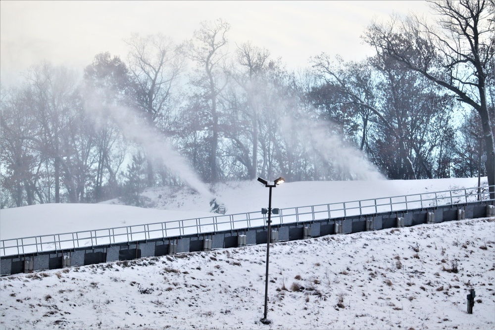 Whitetail Ridge Ski Area Ski staff conducts snow-making operations at Fort McCoy
