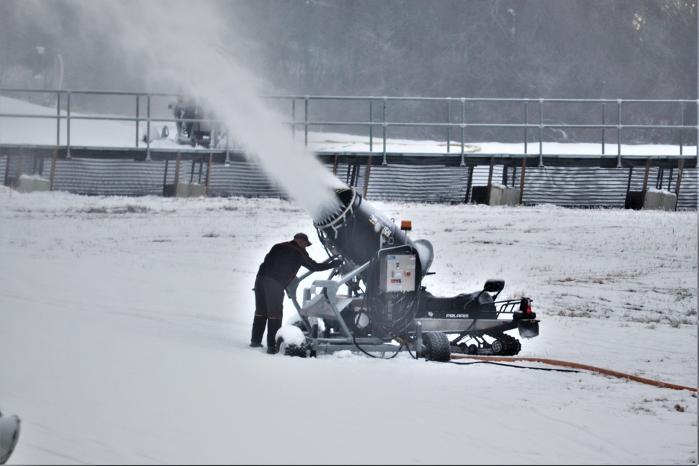 Whitetail Ridge Ski Area Ski staff conducts snow-making operations at Fort McCoy