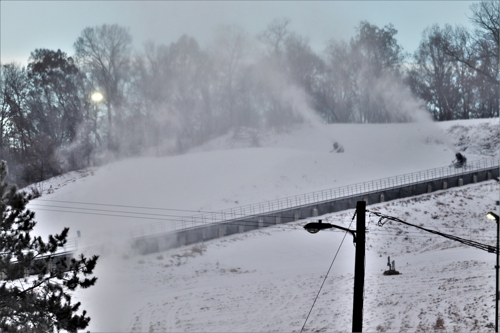 Whitetail Ridge Ski Area Ski staff conducts snow-making operations at Fort McCoy