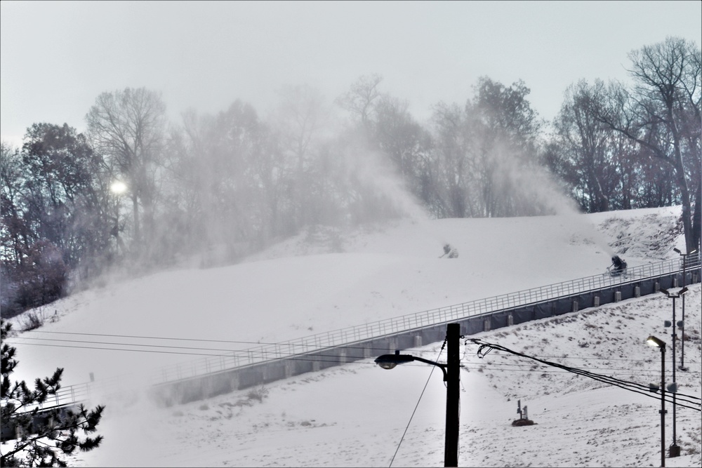 Whitetail Ridge Ski Area Ski staff conducts snow-making operations at Fort McCoy