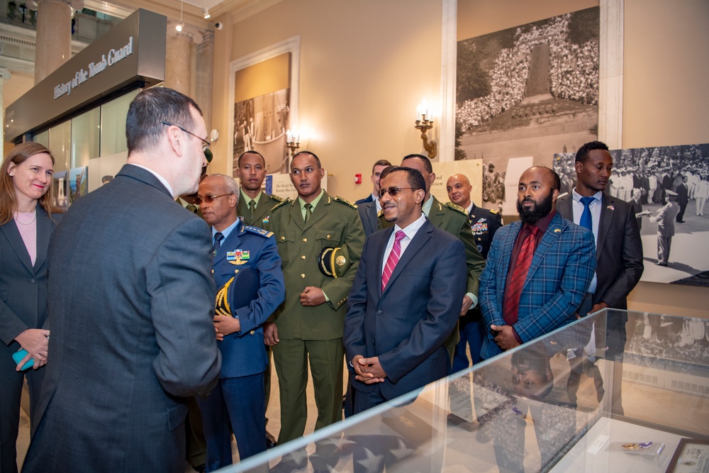 Ethiopian Minister of Defense Lemma Megersa Participates in an Armed Forces Full Honors Wreath-Laying Ceremony at the Tomb of the Unknown Soldier