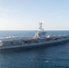 The aircraft carrier USS John C. Stennis transits the Atlantic Ocean