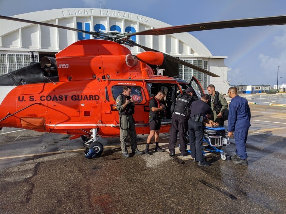 Coast Guard rescues injured man from the rocks at Domes Beach in Rincon, Puerto Rico