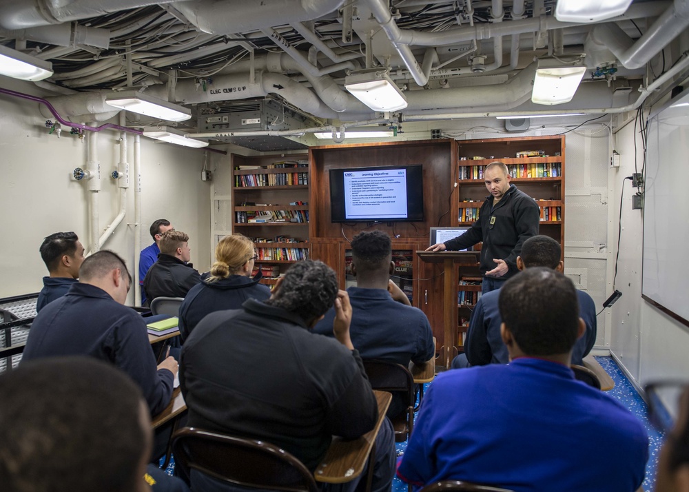 USS Normandy Chief Petty Officer Gives Sexual Assault Prevention, Response Training