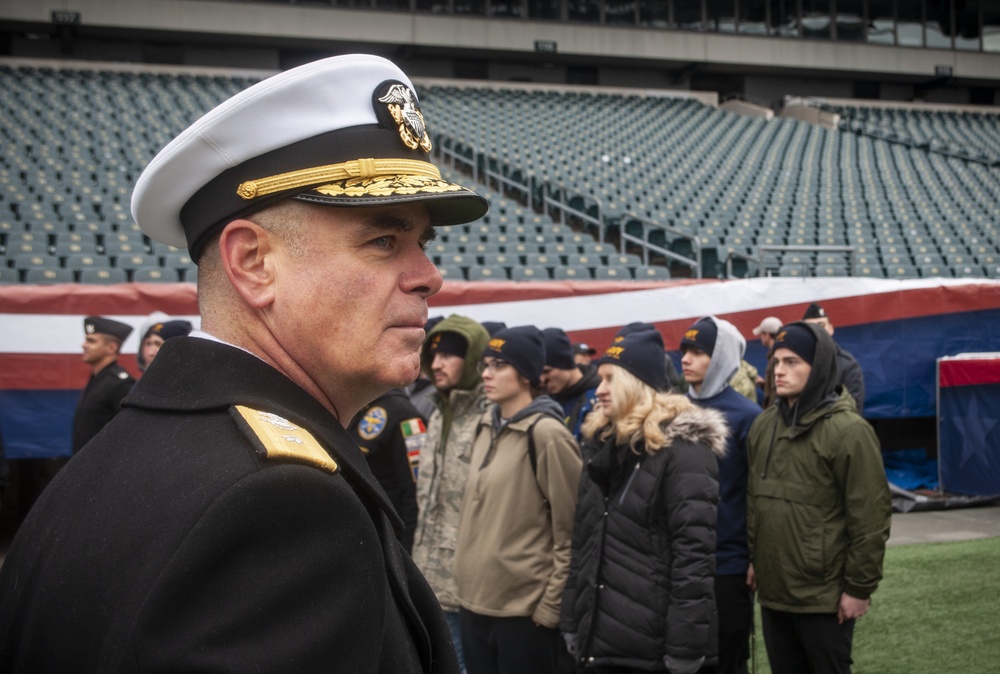 Members of CNRC, NRD Philadelphia recruiters and future Sailors conduct walkthrough at the stadium prior to the Army-Navy game