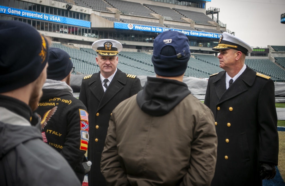 Members of CNRC, NRD Philadelphia recruiters and future Sailors conduct walkthrough at the stadium prior to the Army-Navy game