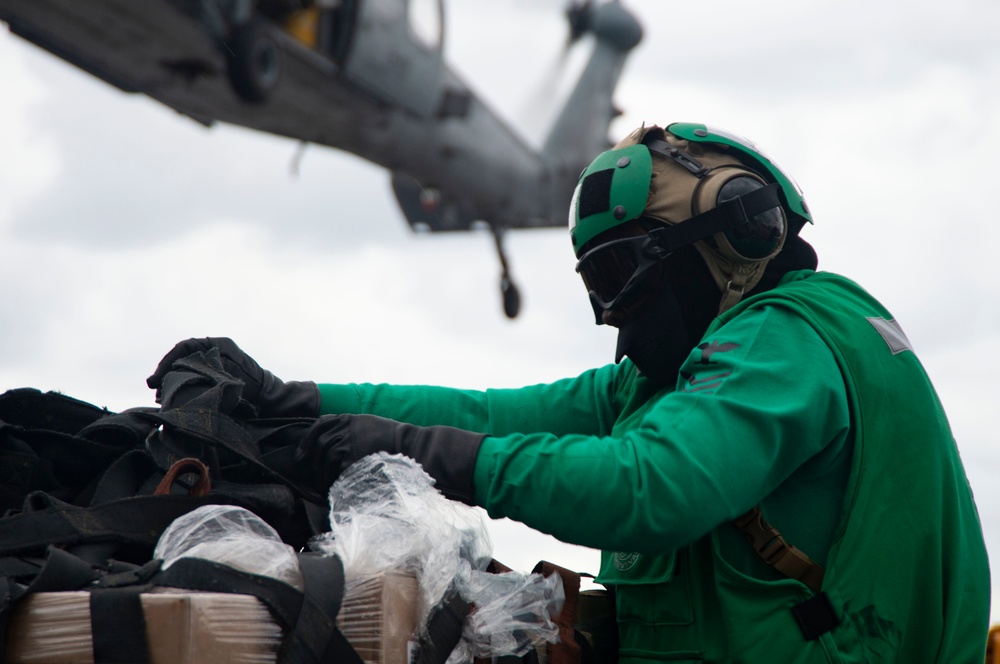 USS Harry S. Truman (CVN 75) conducts a RAS in the Mediterranean Sea