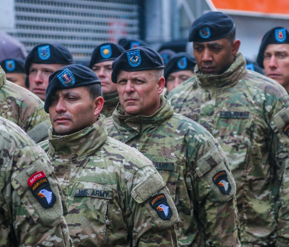 101st marches in Bastogne parade