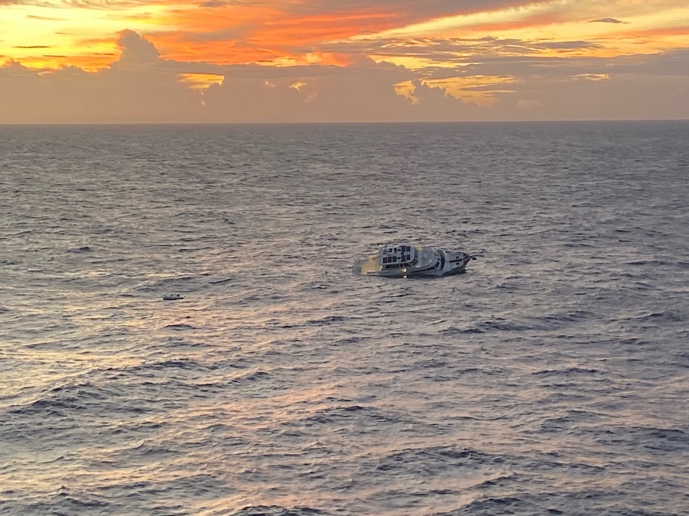 Coast Guard rescues 4 U.S. citizens from life raft of sinking yacht in the Mona Passage near Aguadilla, Puerto Rico