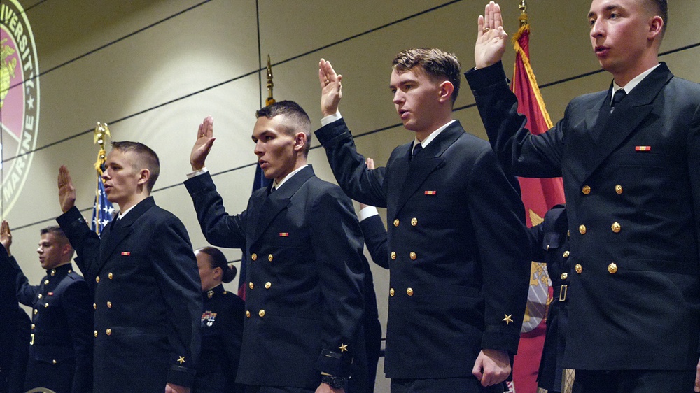 NSTC Commander Commissions Texas A&amp;M NROTC Midshipmen