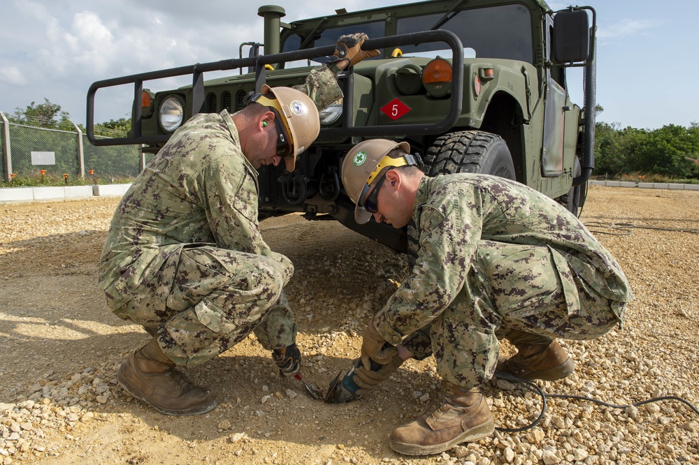 U.S. Navy Seabees with NMCB-5 start project in Support of Marine Air Control Squadron 4
