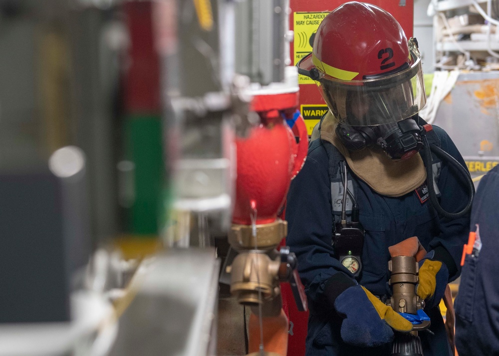 USS McCampbell Conducts Firefighting Drill