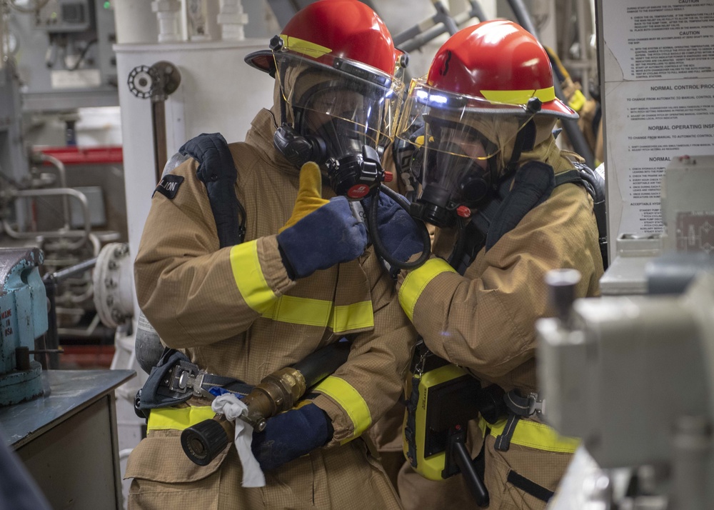 USS McCampbell Conducts Firefighting Drill