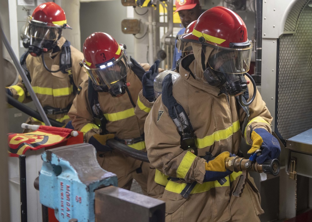 USS McCampbell Conducts Firefighting Drill