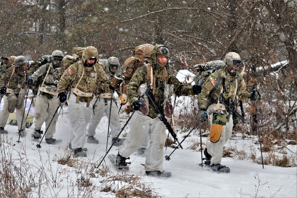 Snowshoeing among critical skills practiced, learned by students in CWOC at Fort McCoy