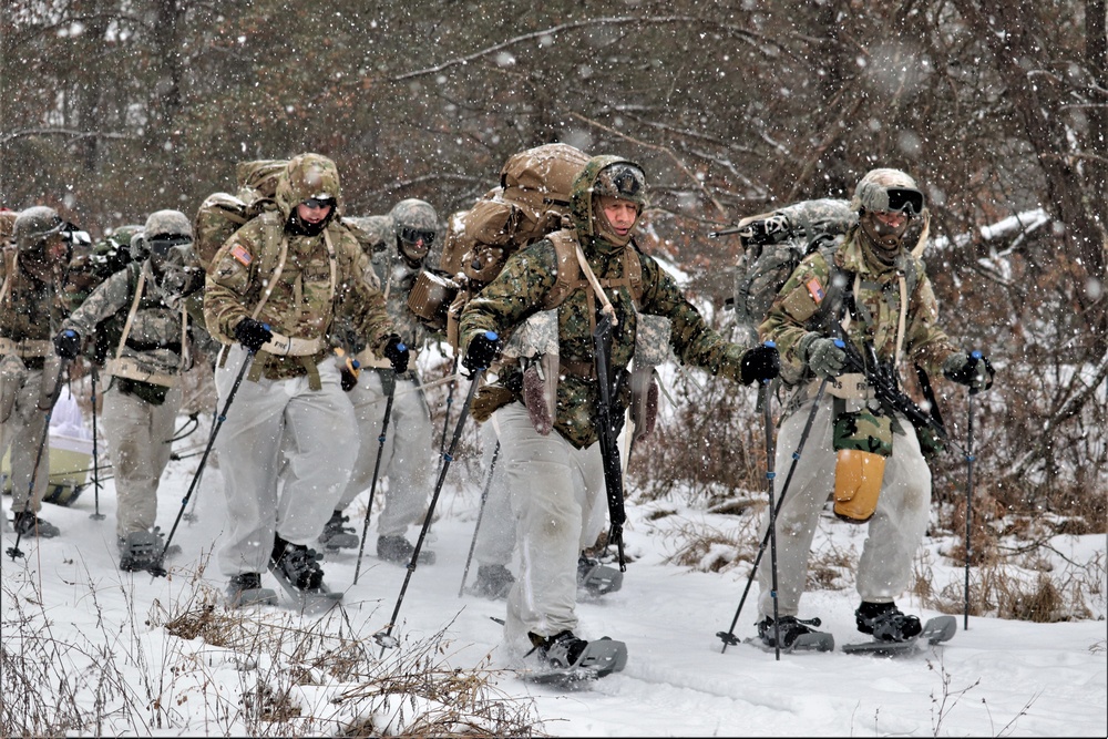 Snowshoeing among critical skills practiced, learned by students in CWOC at Fort McCoy