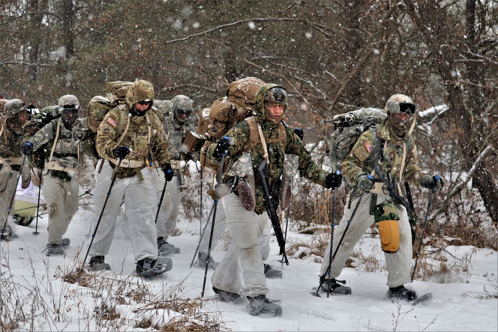 Snowshoeing among critical skills practiced, learned by students in CWOC at Fort McCoy